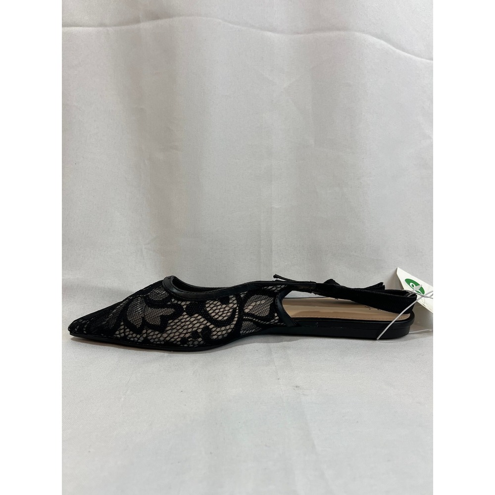 A New Day Womens Black Lace Slingback Flats Pointed Toe Bow Detail Size 10 NEW - Picture 4 of 6